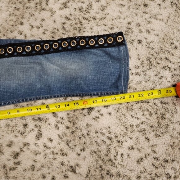 Hudson SZ 25 Low Rise Straight Leg Side Grommet Detail Capri Biker Jeans - Picture 13 of 14